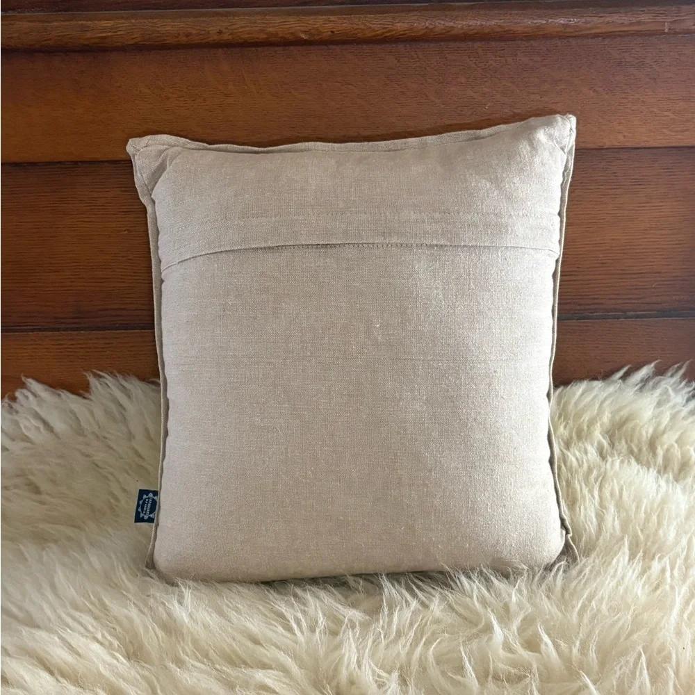 Indian Ethnic Sequined and Embroidered Green and Yellow Linen Accent Pillow